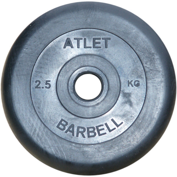 Диски обрезиненные Barbell Atlet 31 мм черные, вес от 1,25 до 25 кг в ассортименте