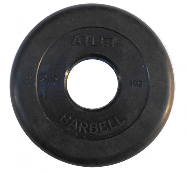 Диски обрезиненные Barbell Atlet 31 мм черные, вес от 1,25 до 25 кг в ассортименте