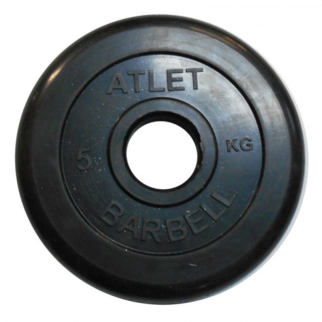Диски обрезиненные Barbell Atlet 31 мм черные, вес от 1,25 до 25 кг в ассортименте
