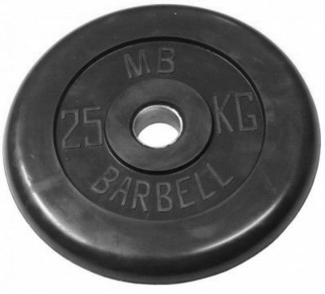 Диски обрезиненные Barbell 31 мм черные, вес от 1,25 до 25 кг в ассортименте
