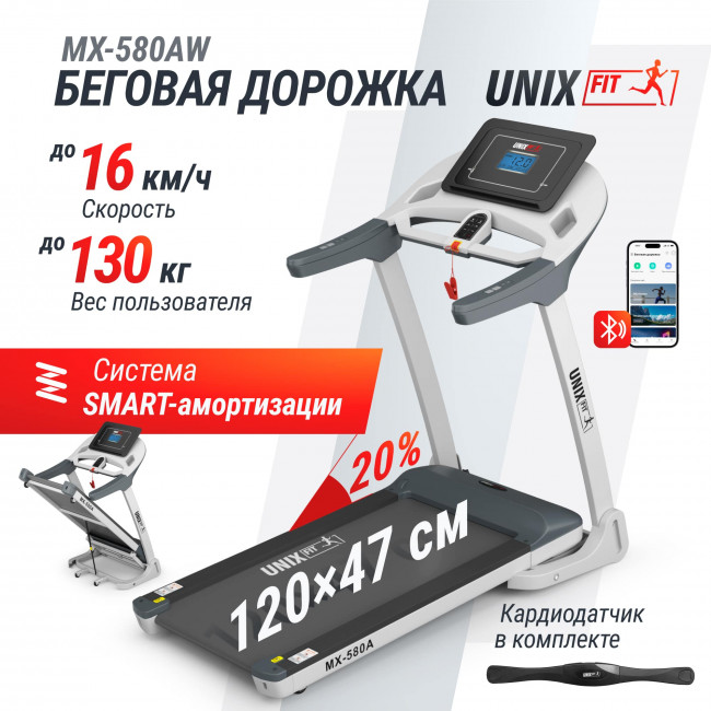 Беговая дорожка UNIX Fit MX-580A белая Беговая дорожка UNIX Fit MX-580A белая