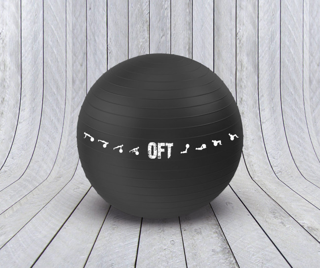 Гимнастический мяч Original Fit. Tools 75 см для коммерческого использования черный с насосом FT-GBPRO-75BK